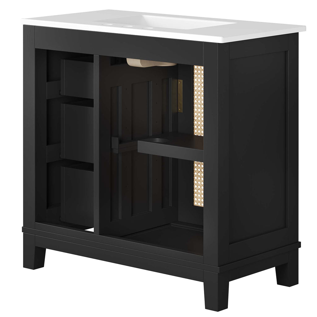 Dixie 36" Solid Wood Bathroom Vanity Cabinet - Black White