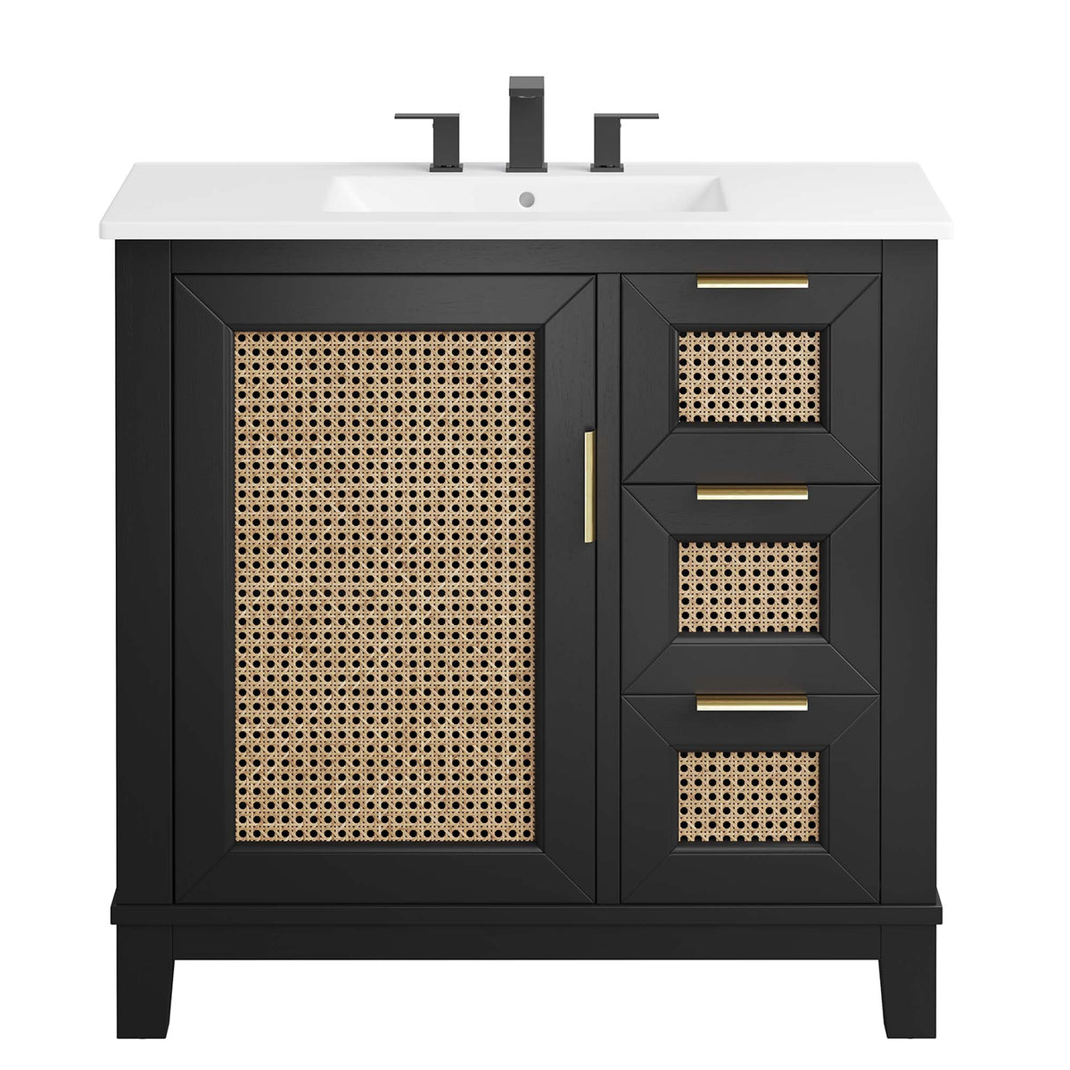 Dixie 36" Solid Wood Bathroom Vanity Cabinet - Black White
