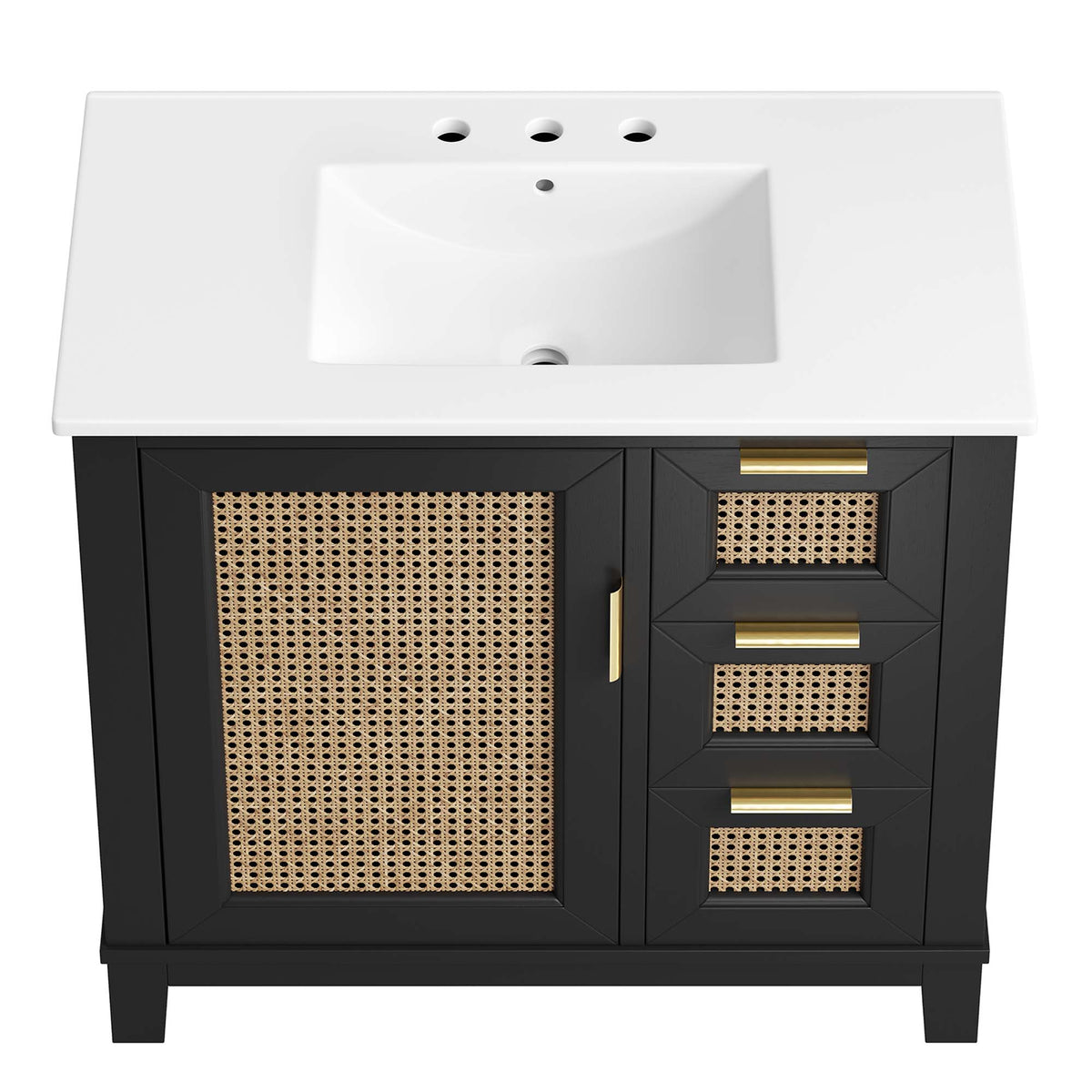 Dixie 36" Solid Wood Bathroom Vanity Cabinet - Black White