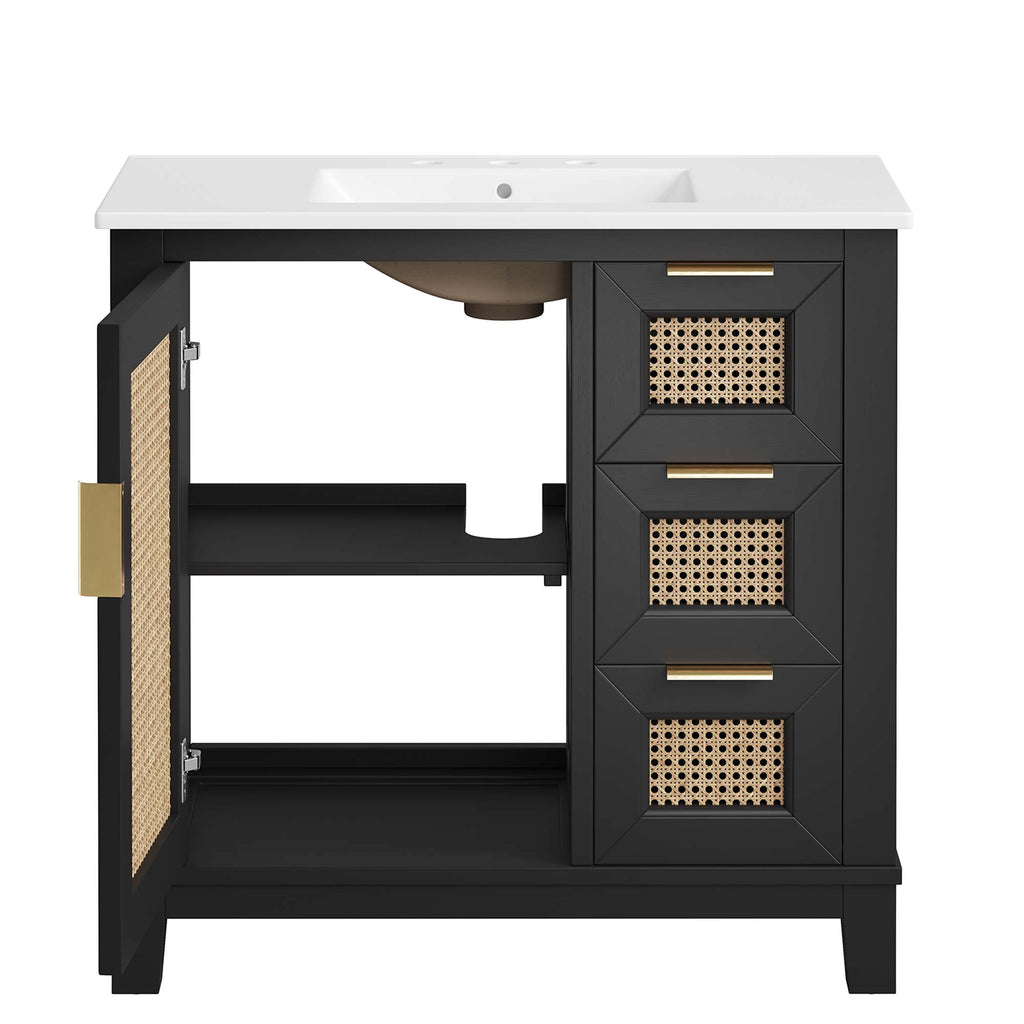 Dixie 36" Solid Wood Bathroom Vanity Cabinet - Black White