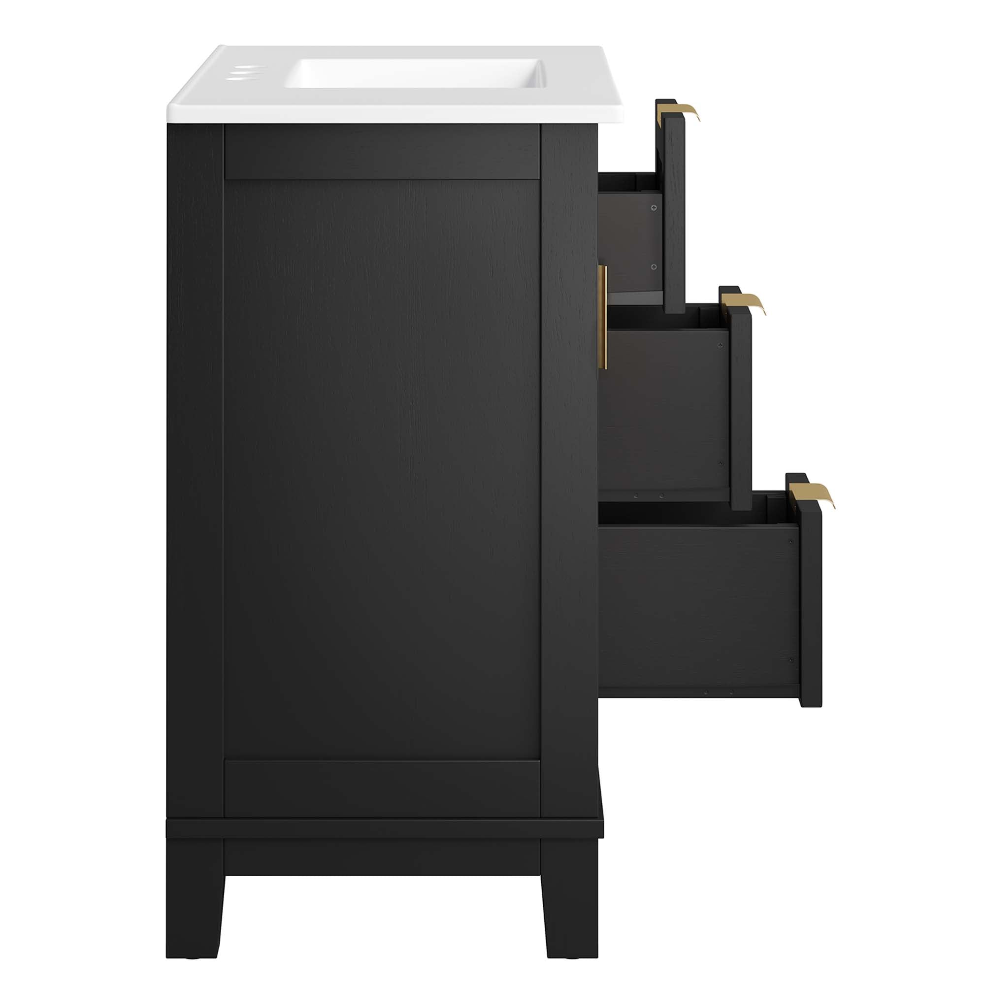 Dixie 36" Solid Wood Bathroom Vanity Cabinet - Black White