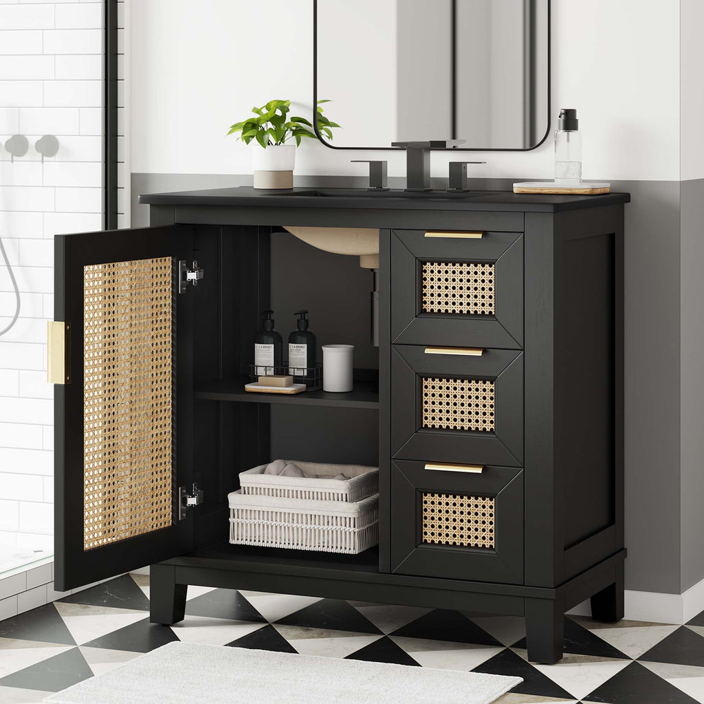 Dixie 36" Solid Wood Bathroom Vanity Cabinet - Black Black