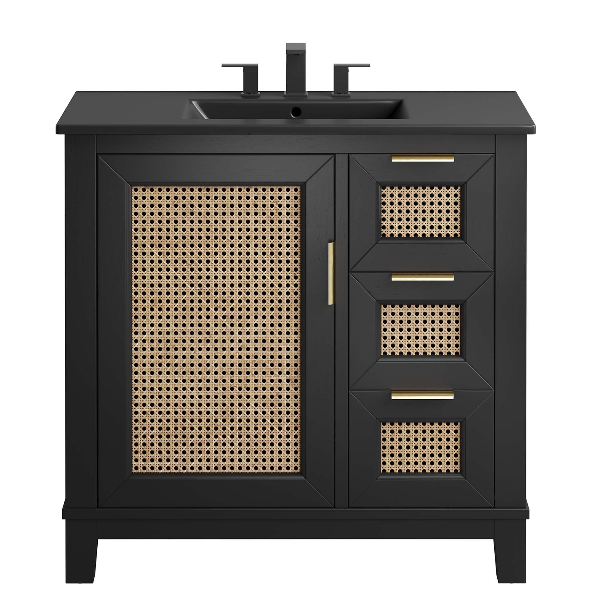 Dixie 36" Solid Wood Bathroom Vanity Cabinet - Black Black