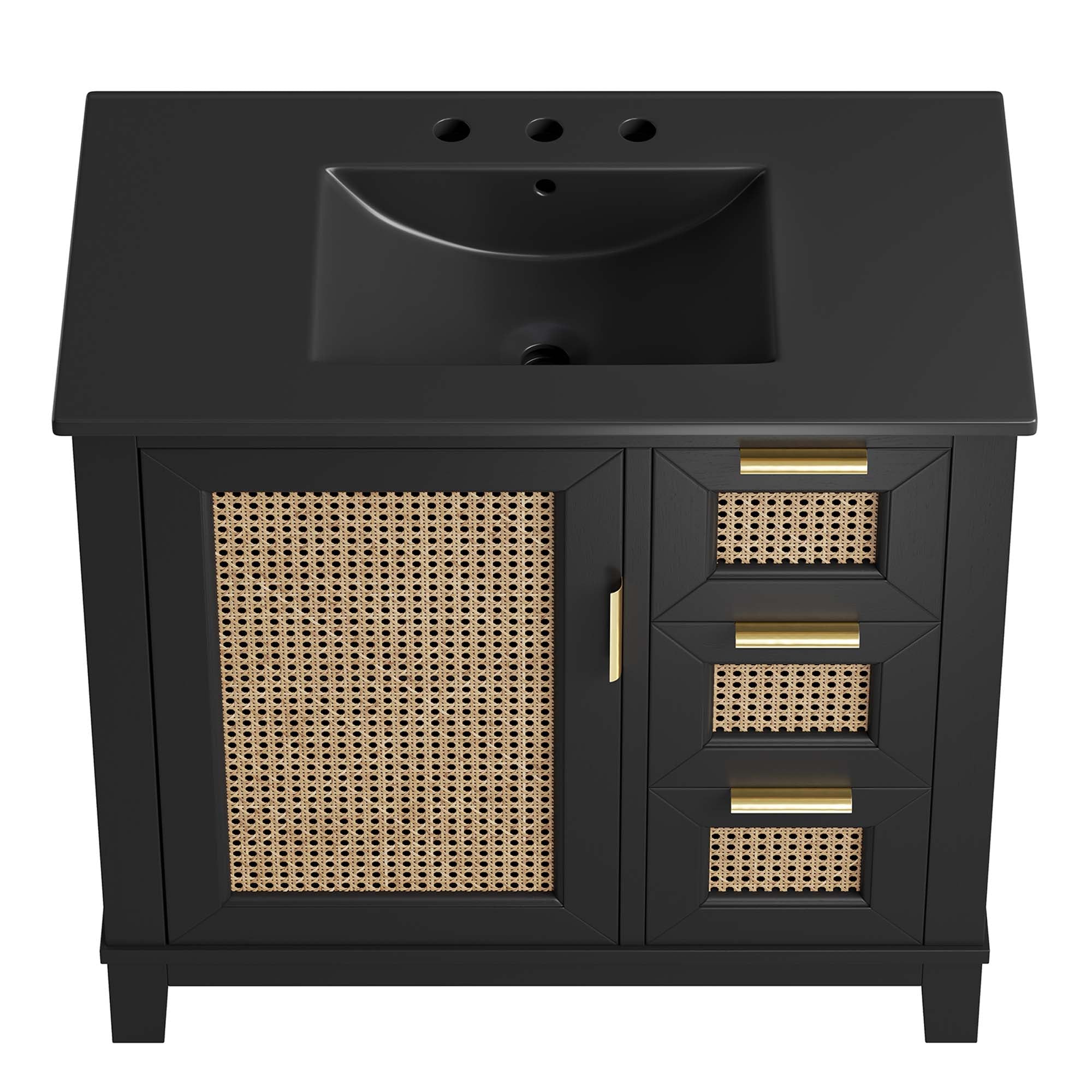 Dixie 36" Solid Wood Bathroom Vanity Cabinet - Black Black