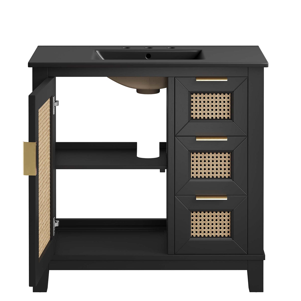 Dixie 36" Solid Wood Bathroom Vanity Cabinet - Black Black
