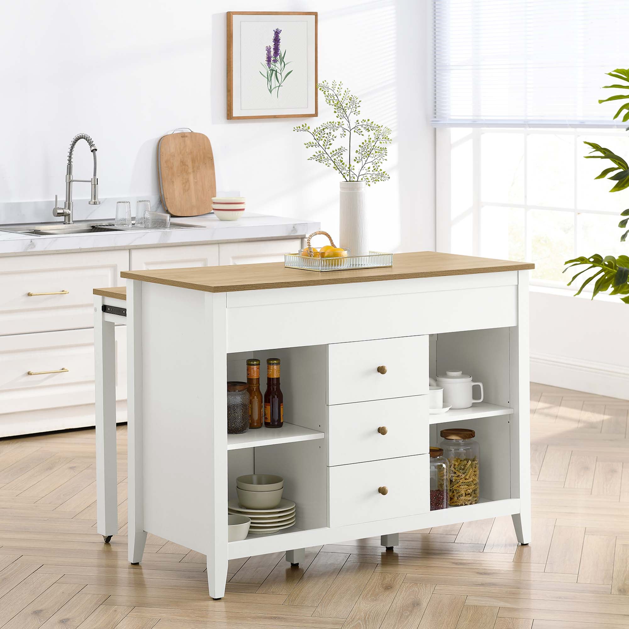 Farmstead Kitchen Island - Oak White