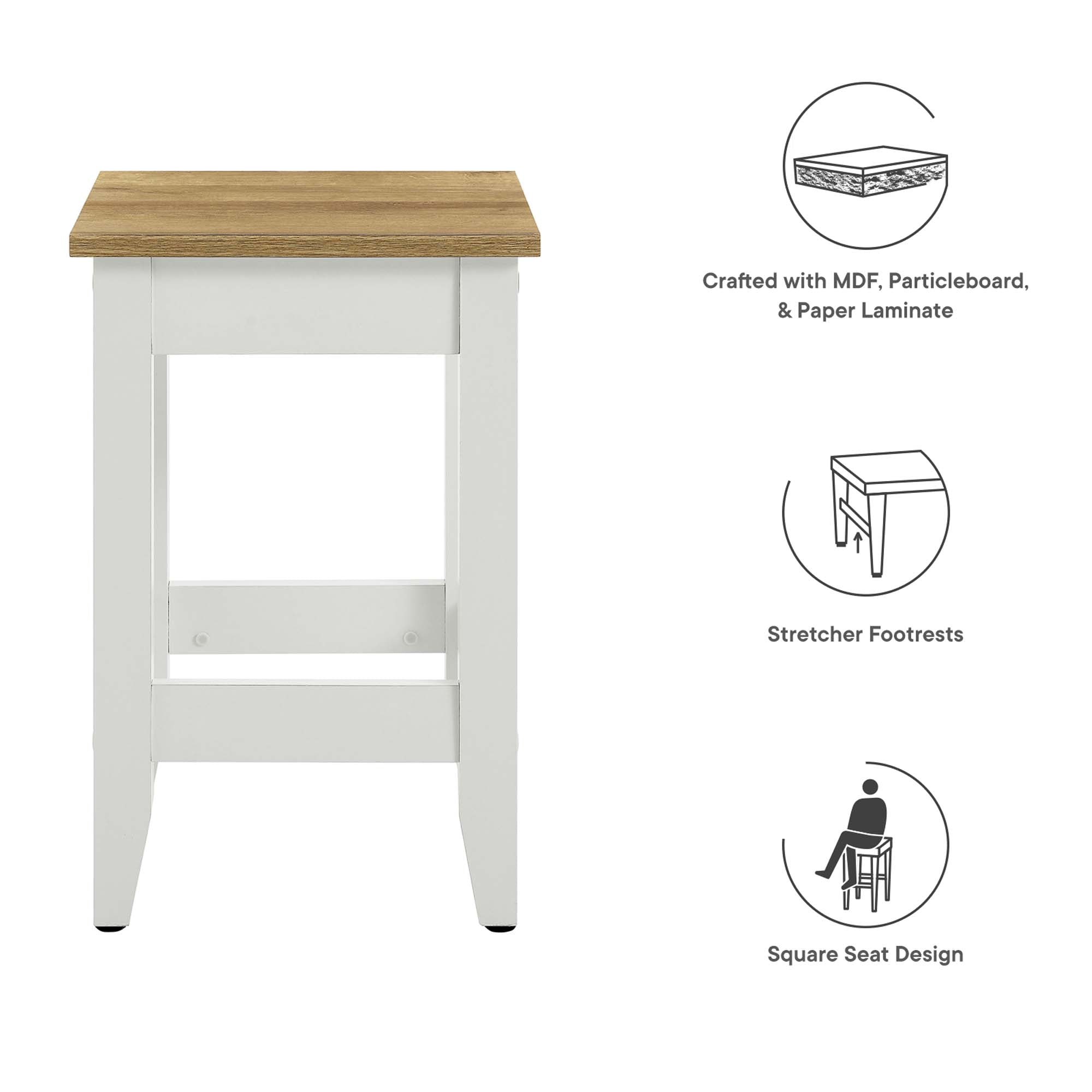 Sunbrook Kitchen Stool - Oak White