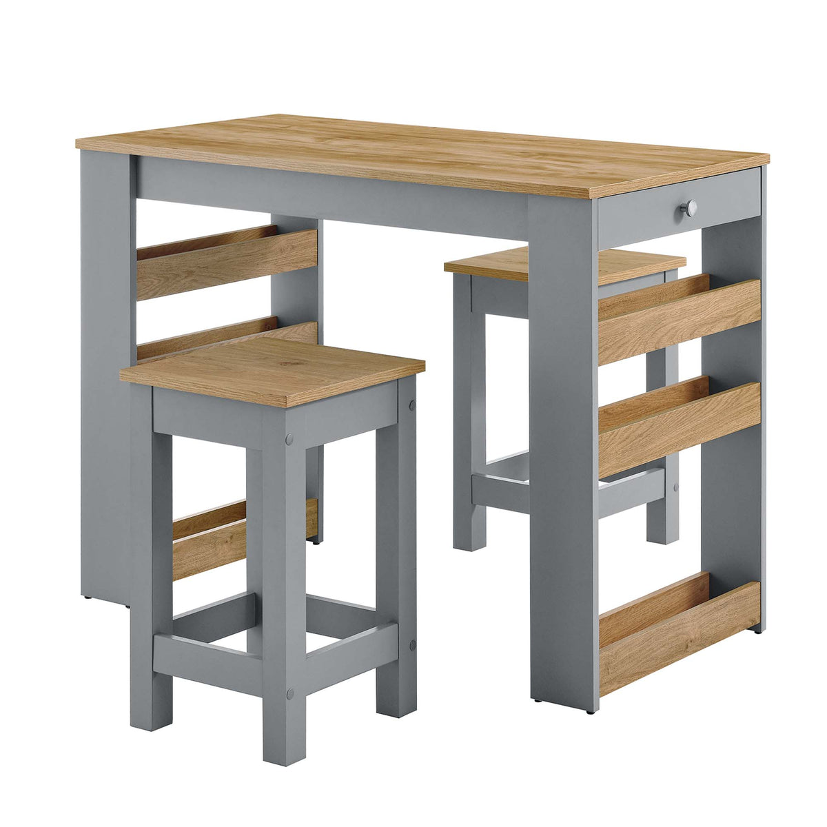 Galley 3-Piece Kitchen Island and Stool Set - Oak Gray
