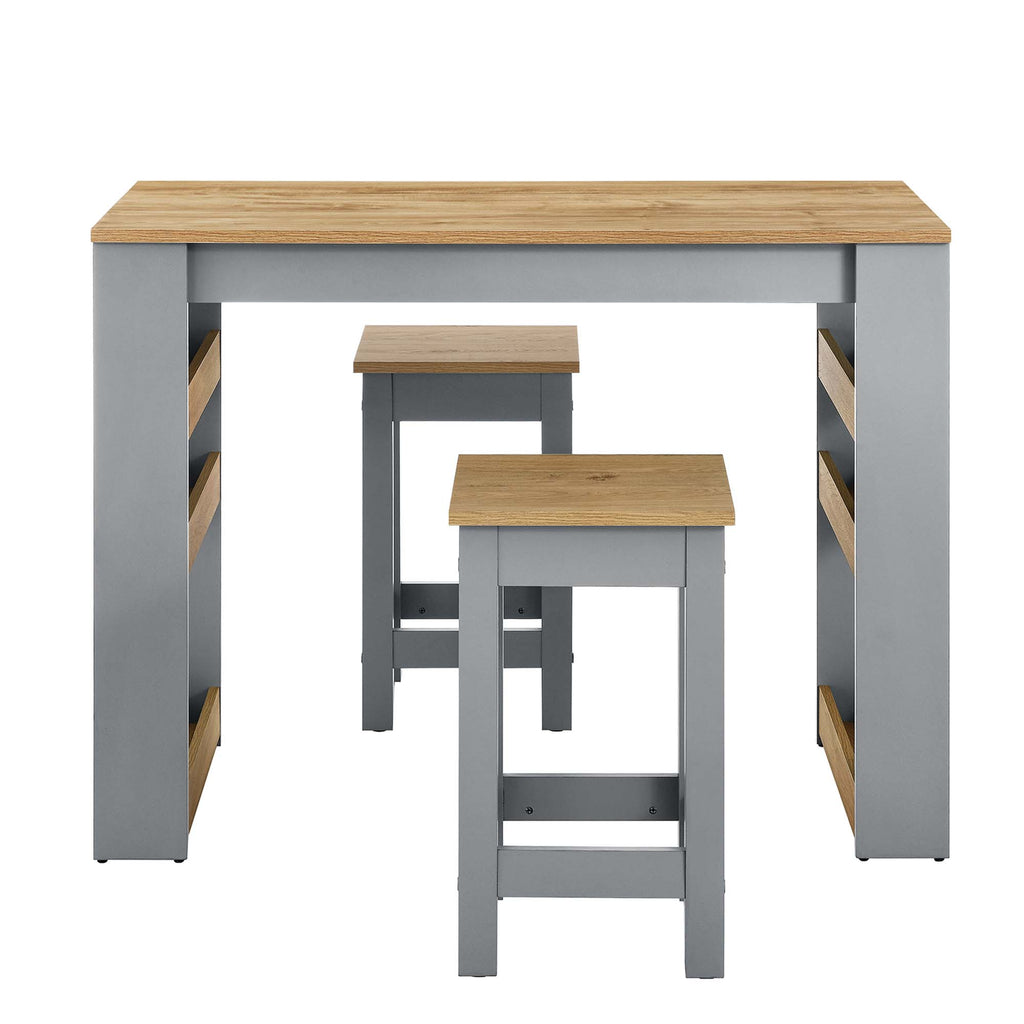 Galley 3-Piece Kitchen Island and Stool Set - Oak Gray