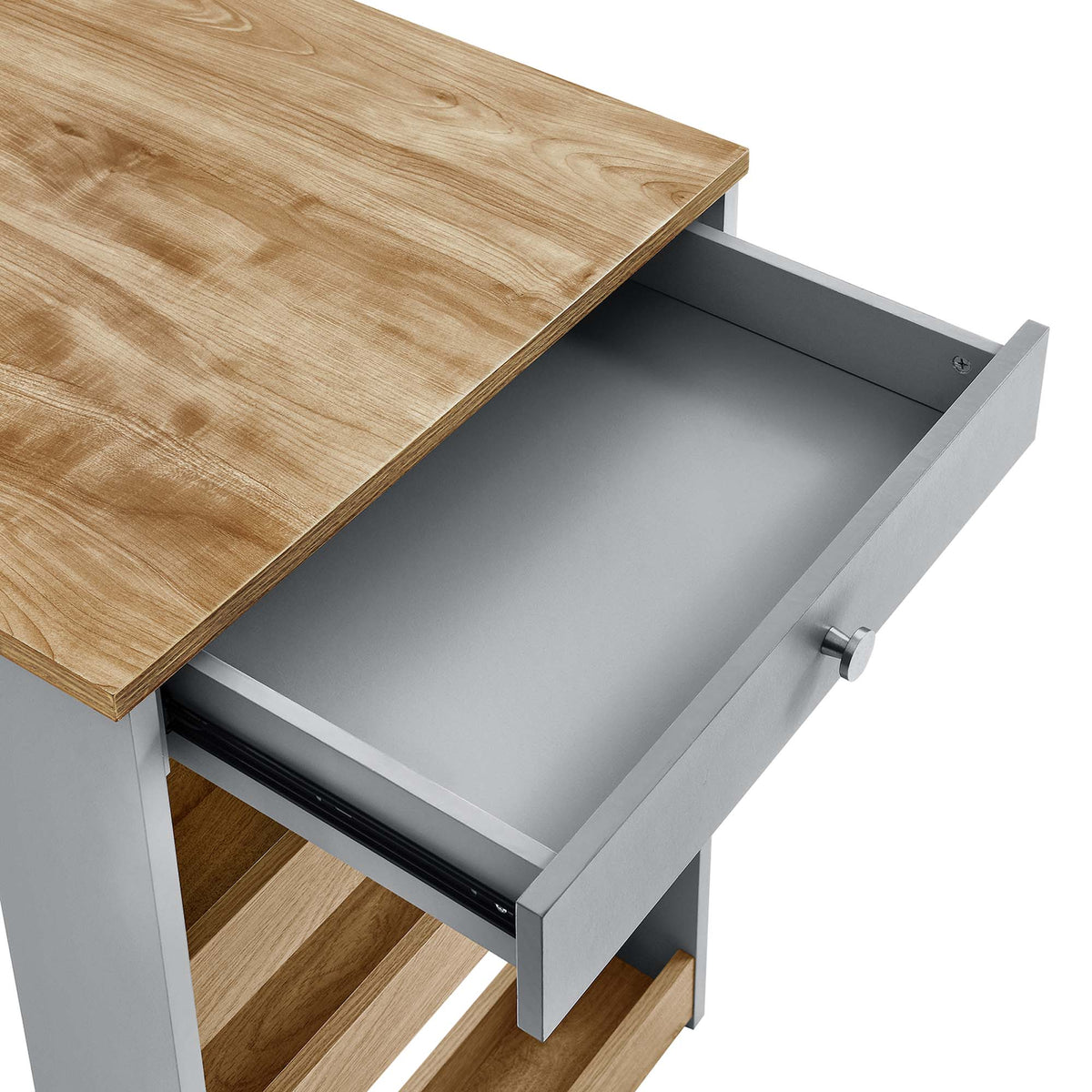 Galley 3-Piece Kitchen Island and Stool Set - Oak Gray