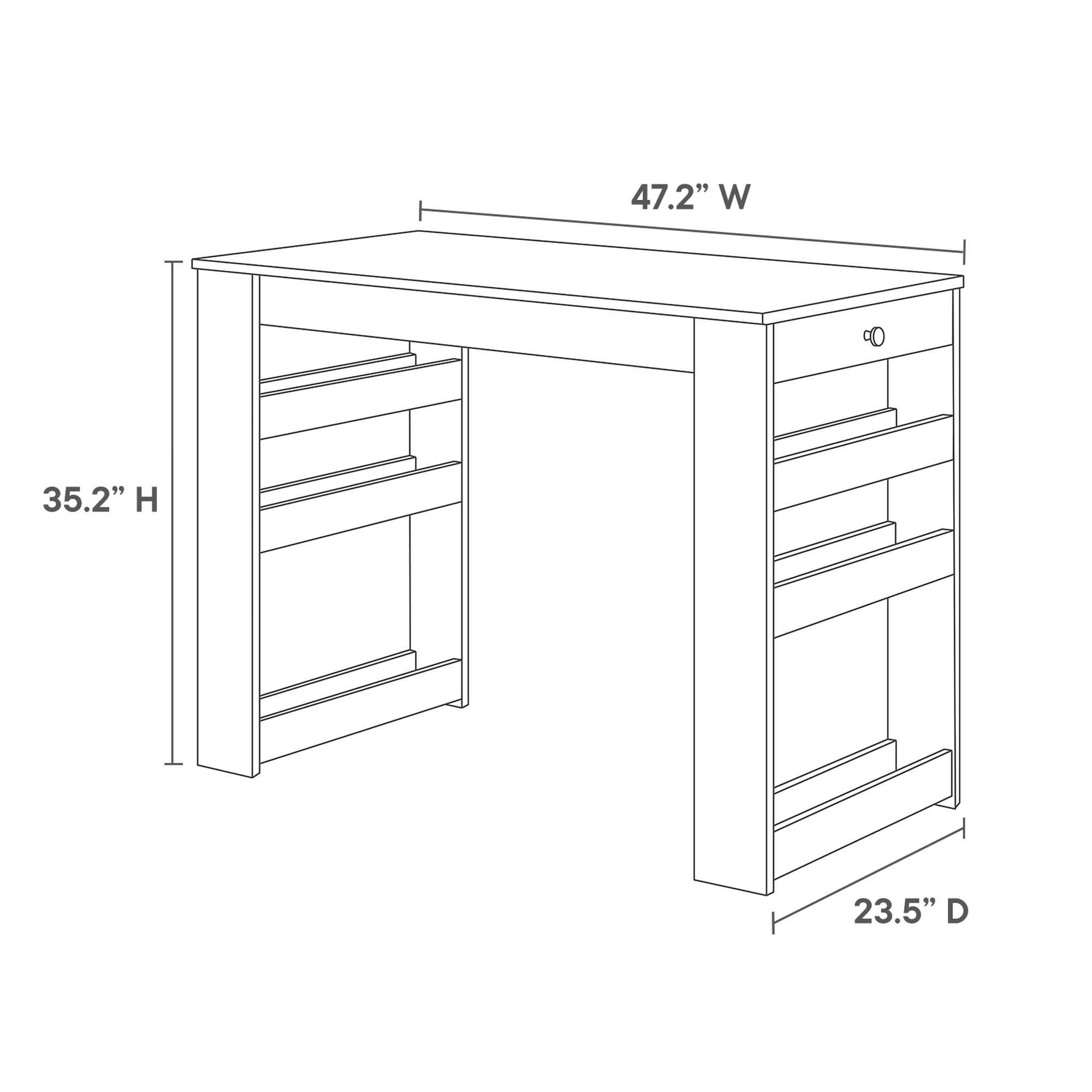 Galley 3-Piece Kitchen Island and Stool Set - Oak Gray