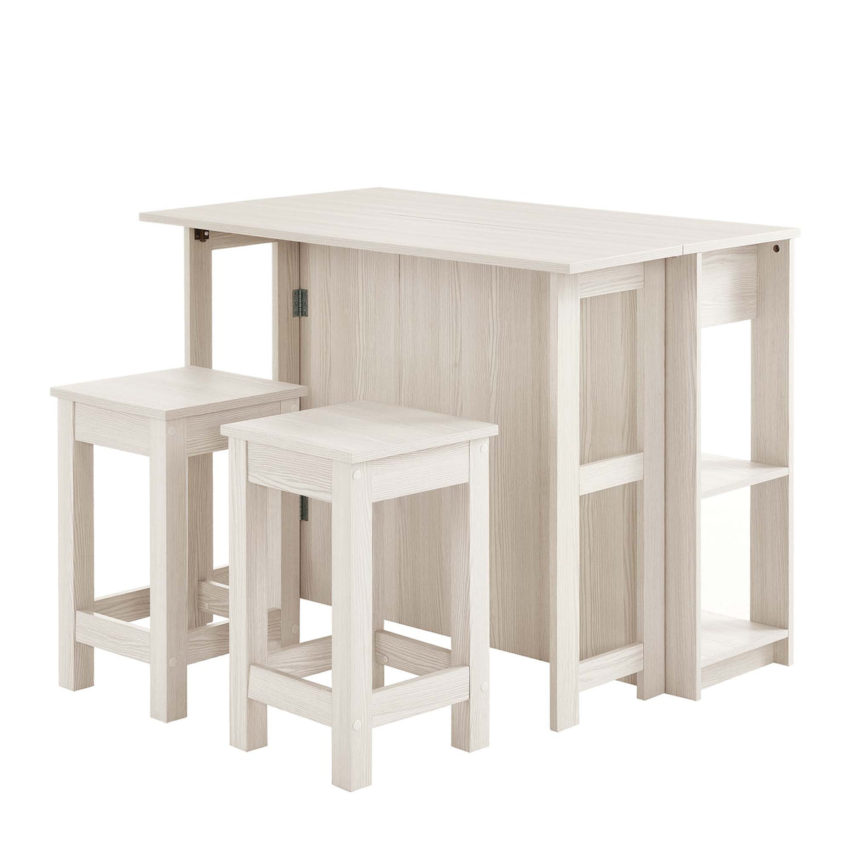 Meadowbrook 3-Piece Kitchen Island and Stool Set - White Maple