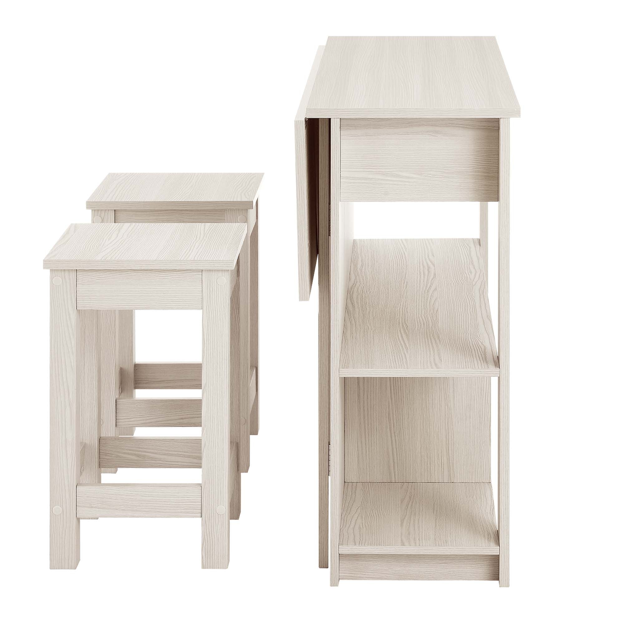 Meadowbrook 3-Piece Kitchen Island and Stool Set - White Maple