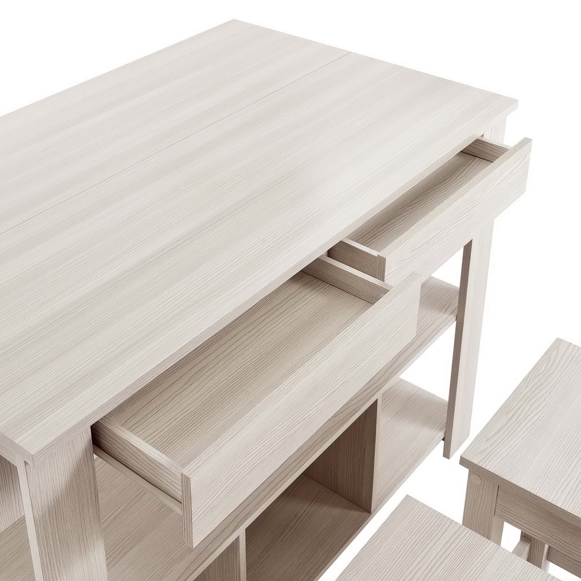 Meadowbrook 3-Piece Kitchen Island and Stool Set - White Maple