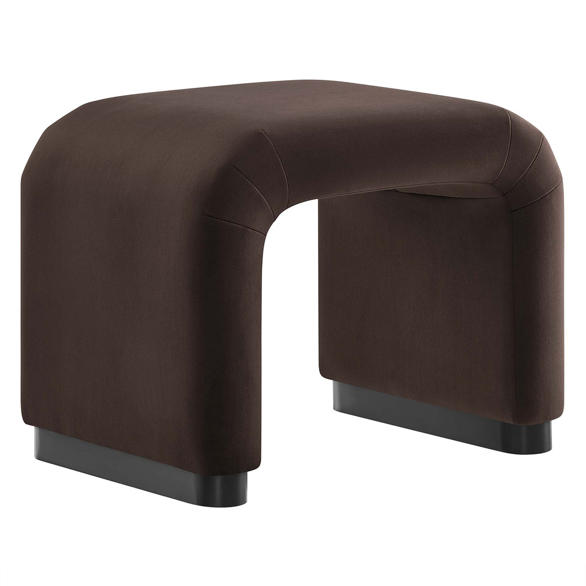 Koda Performance Velvet Waterfall Stool - Black Chocolate Brown