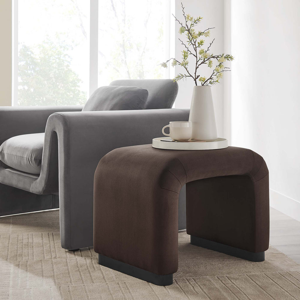 Koda Performance Velvet Waterfall Stool - Black Chocolate Brown