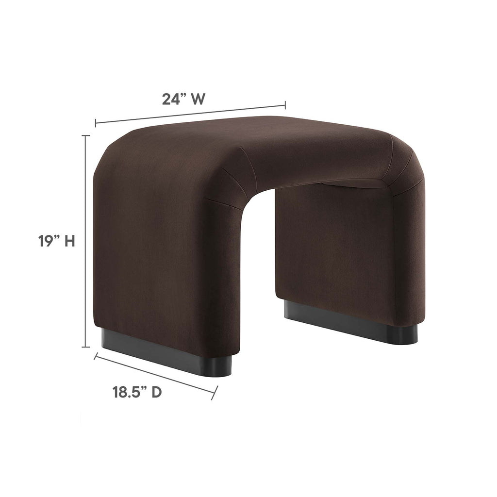 Koda Performance Velvet Waterfall Stool - Black Chocolate Brown