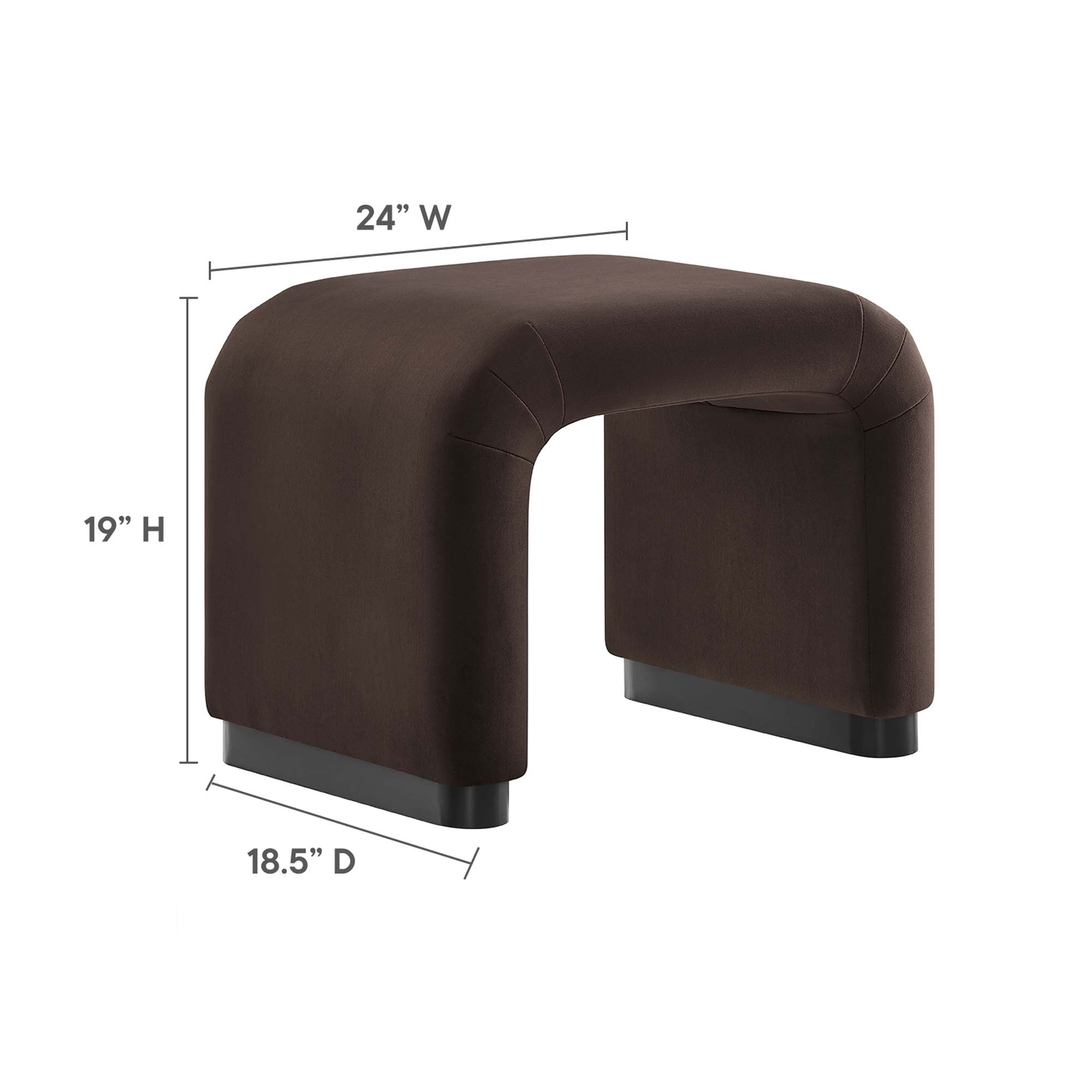 Koda Performance Velvet Waterfall Stool - Black Chocolate Brown