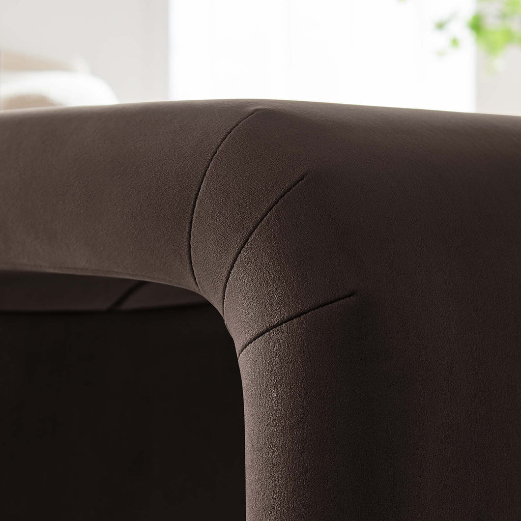 Koda Performance Velvet Waterfall Stool - Black Chocolate Brown