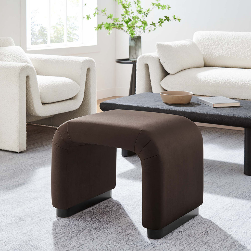 Koda Performance Velvet Waterfall Stool - Black Chocolate Brown