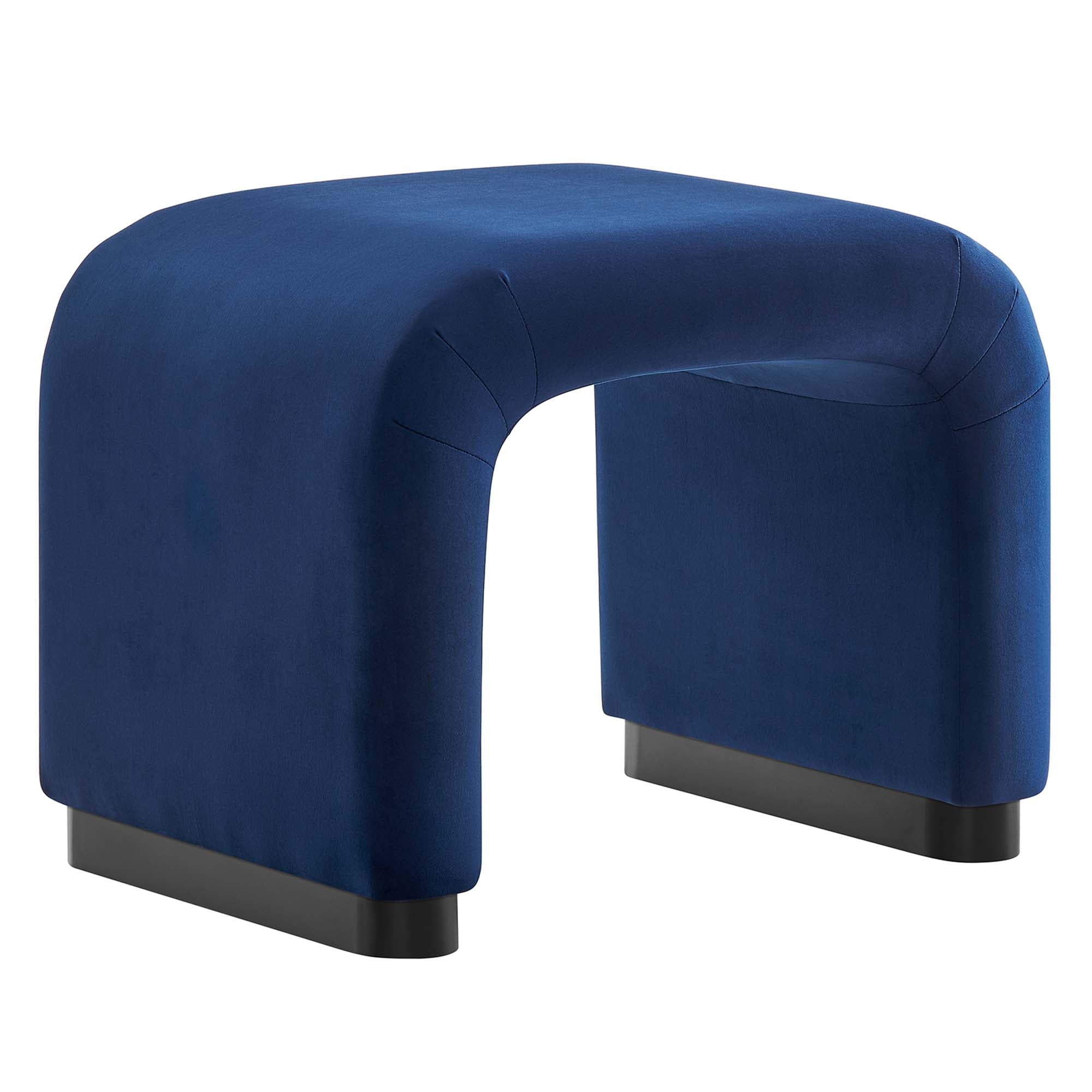 Koda Performance Velvet Waterfall Stool - Black Midnight Blue