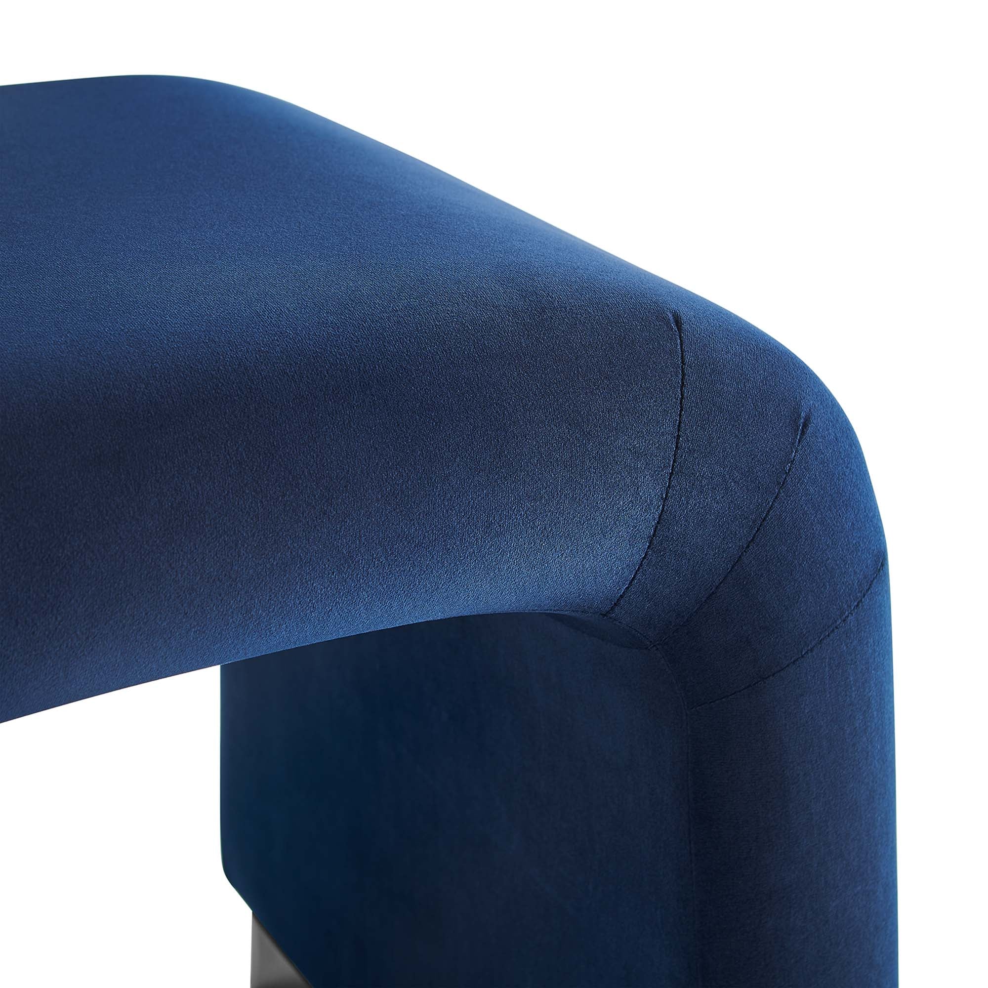 Koda Performance Velvet Waterfall Stool - Black Midnight Blue