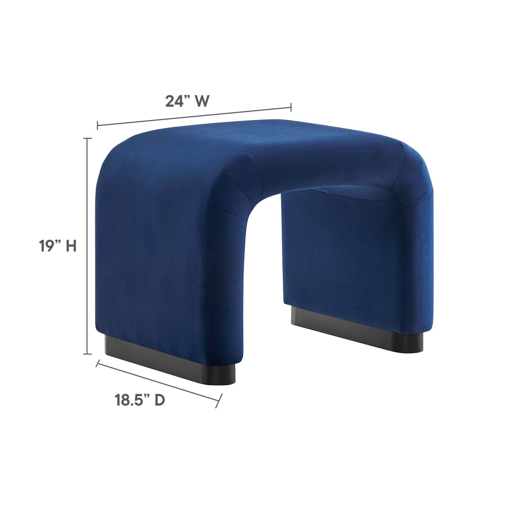 Koda Performance Velvet Waterfall Stool - Black Midnight Blue