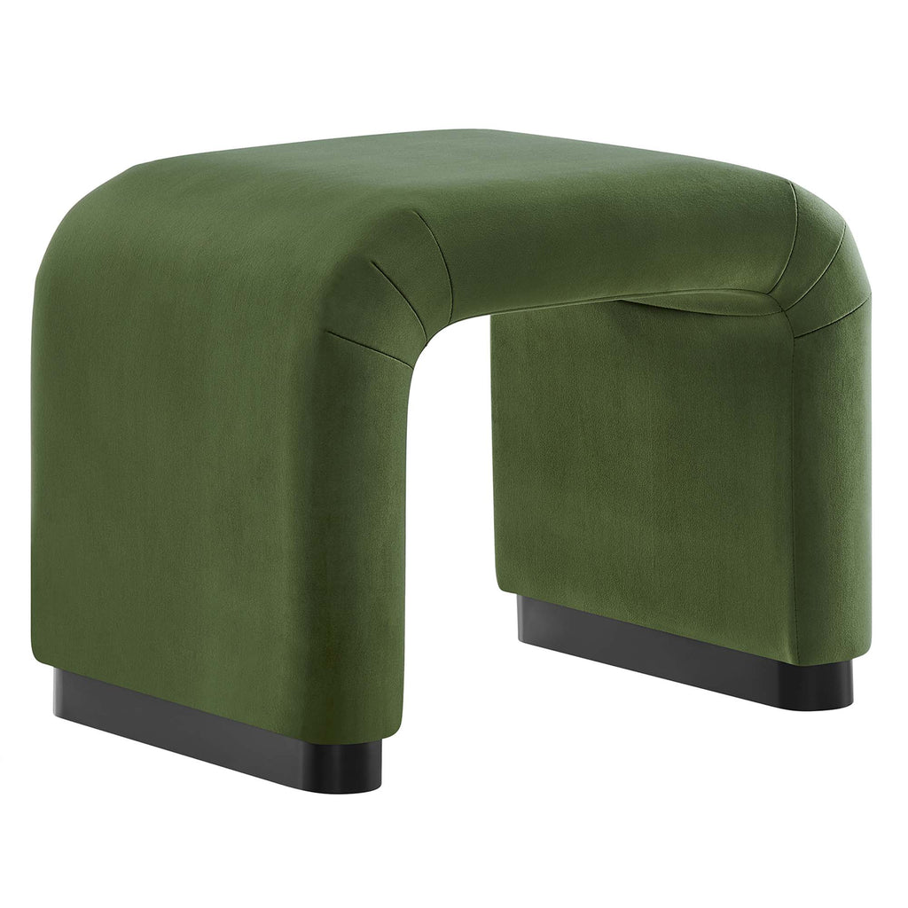 Koda Performance Velvet Waterfall Stool - Black Moss Green