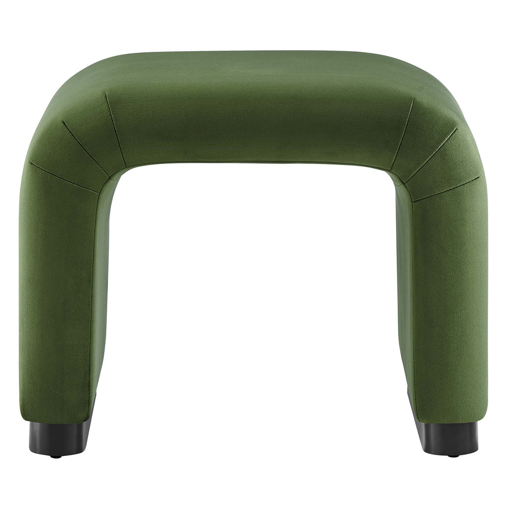 Koda Performance Velvet Waterfall Stool - Black Moss Green