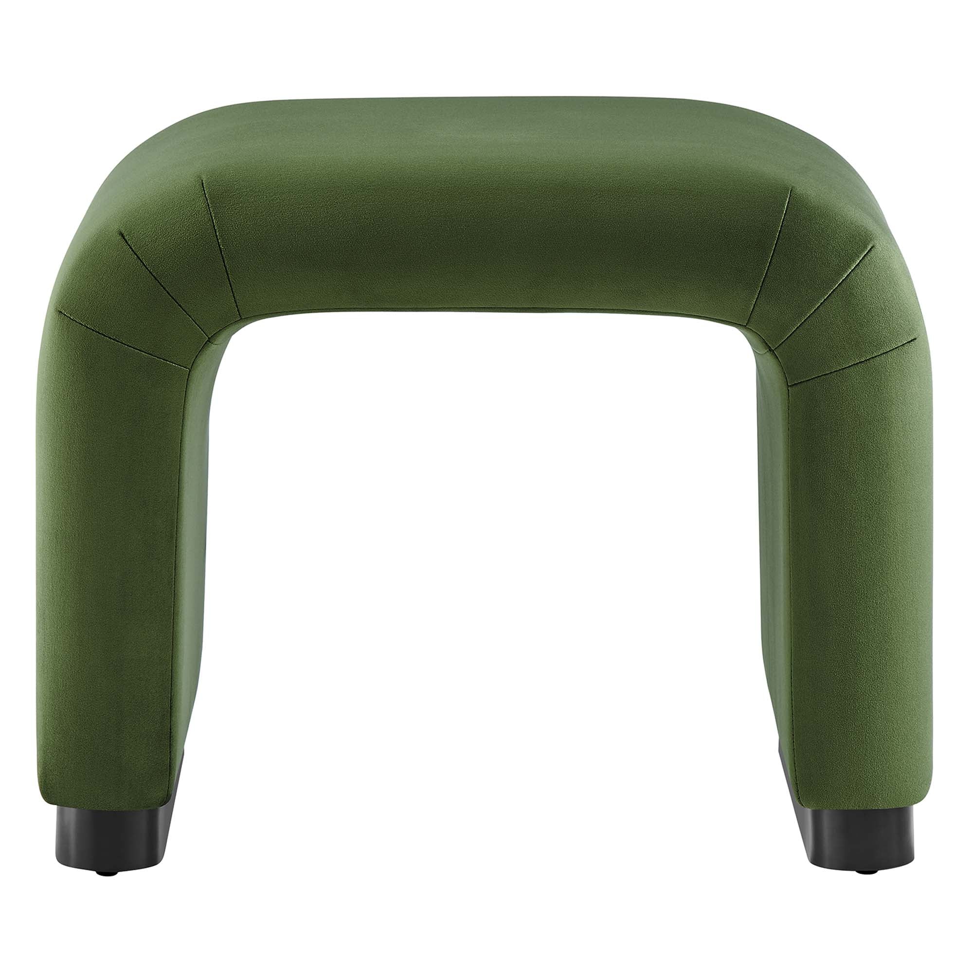 Koda Performance Velvet Waterfall Stool - Black Moss Green