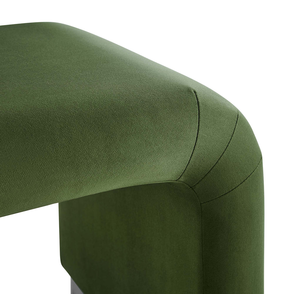 Koda Performance Velvet Waterfall Stool - Black Moss Green