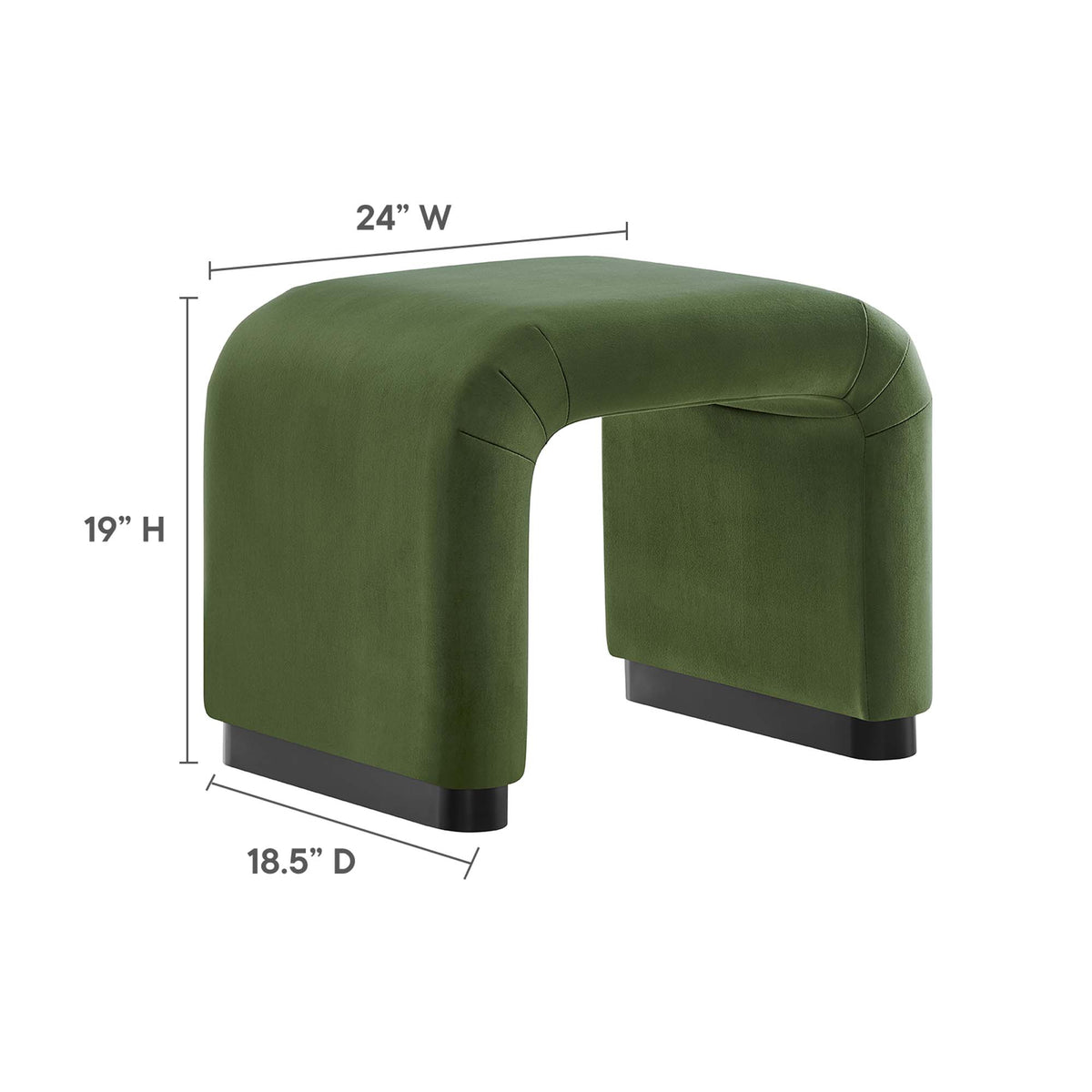 Koda Performance Velvet Waterfall Stool - Black Moss Green