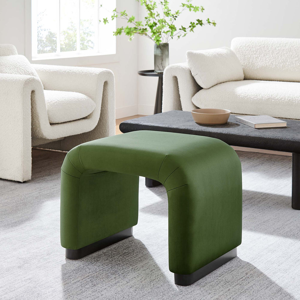 Koda Performance Velvet Waterfall Stool - Black Moss Green