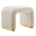 Koda Performance Velvet Waterfall Stool - Brass Almond