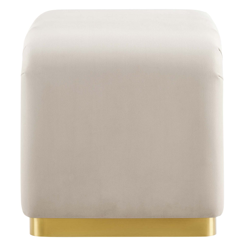 Koda Performance Velvet Waterfall Stool - Brass Almond
