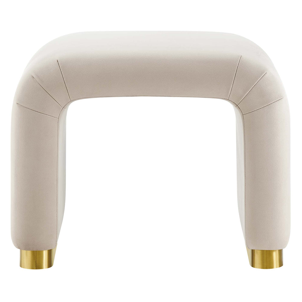 Koda Performance Velvet Waterfall Stool - Brass Almond