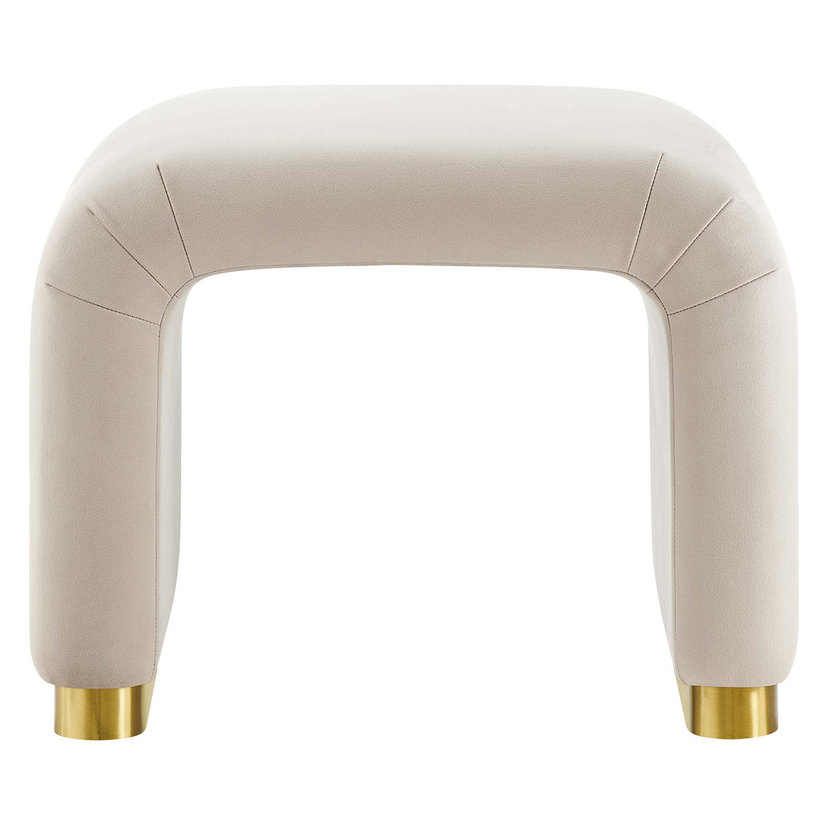 Koda Performance Velvet Waterfall Stool - Brass Almond