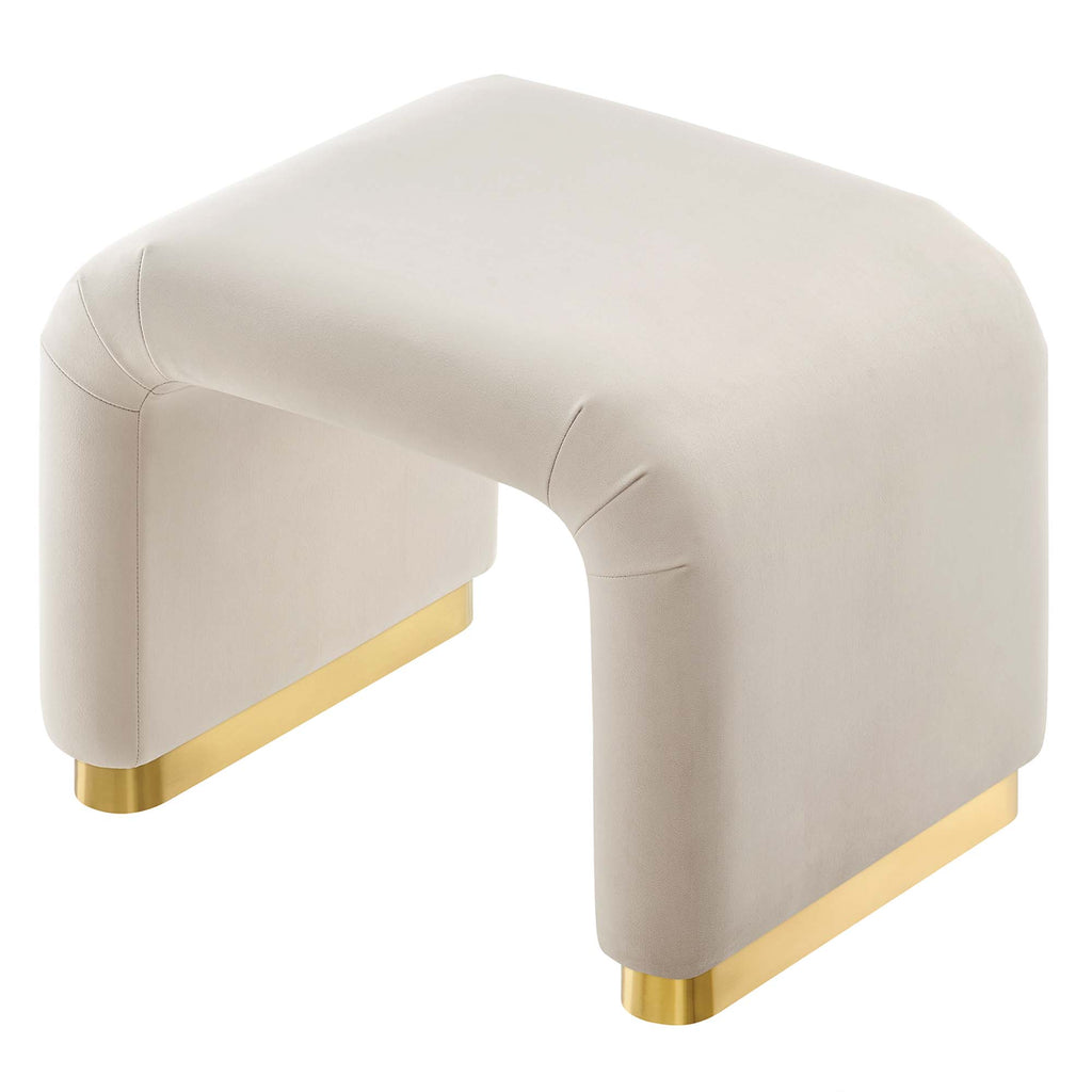Koda Performance Velvet Waterfall Stool - Brass Almond