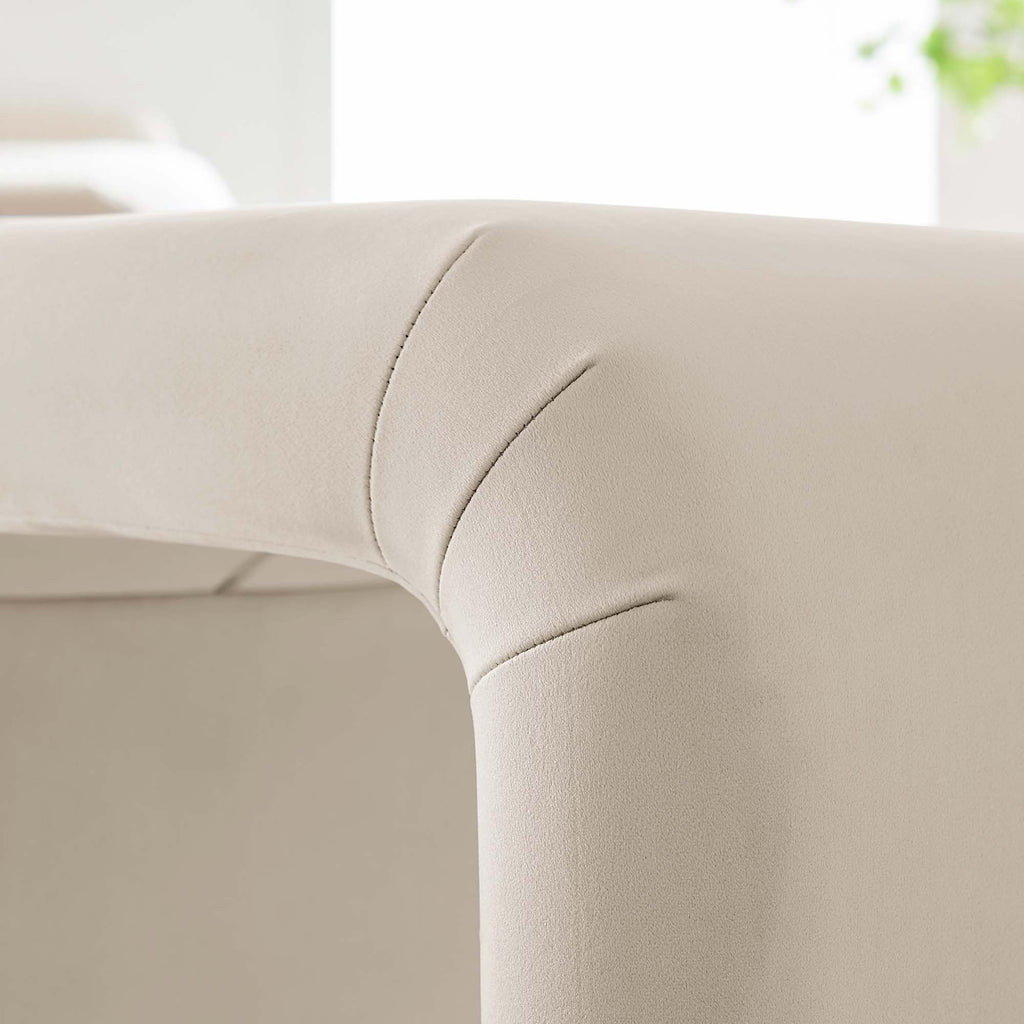 Koda Performance Velvet Waterfall Stool - Brass Almond