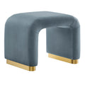 Koda Performance Velvet Waterfall Stool - Brass Cadet Blue