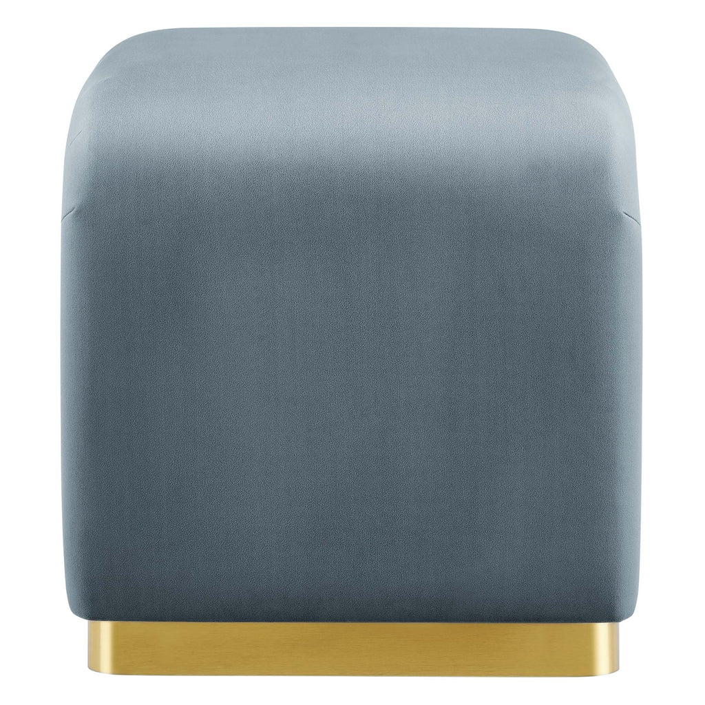 Koda Performance Velvet Waterfall Stool - Brass Cadet Blue