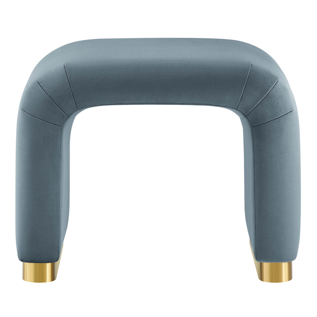 Koda Performance Velvet Waterfall Stool - Brass Cadet Blue