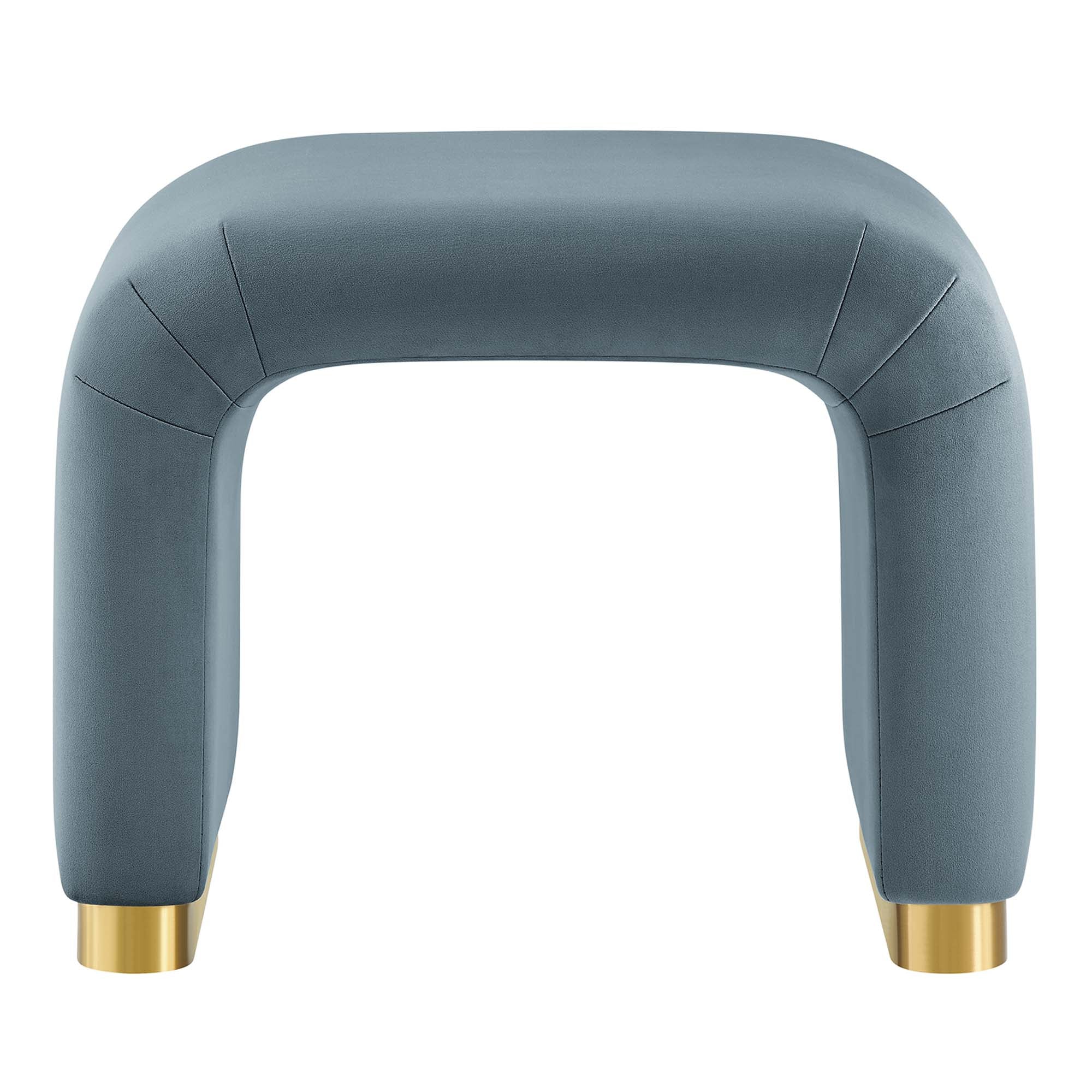 Koda Performance Velvet Waterfall Stool - Brass Cadet Blue