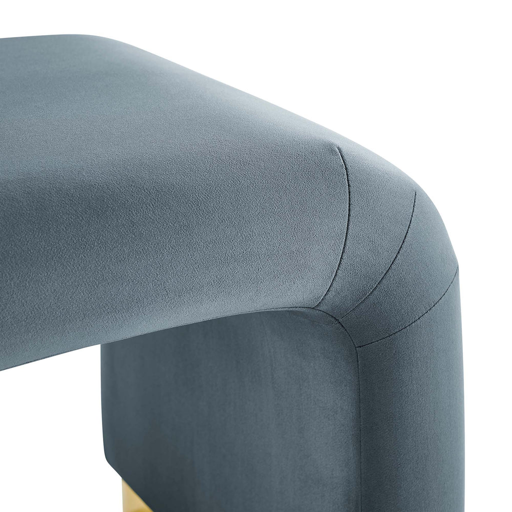 Koda Performance Velvet Waterfall Stool - Brass Cadet Blue