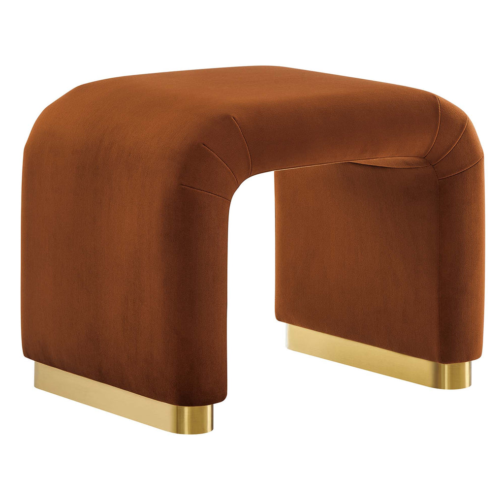 Koda Performance Velvet Waterfall Stool - Brass Rust