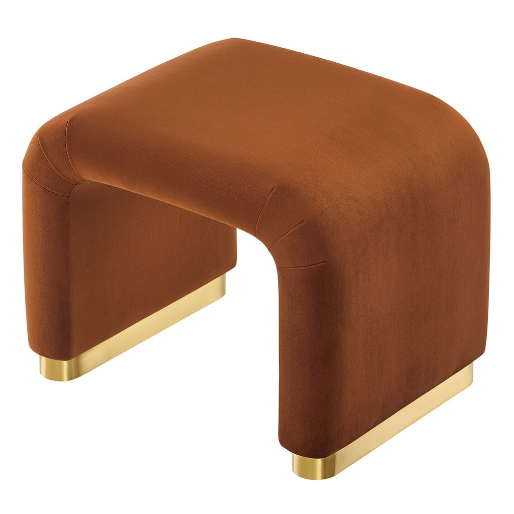 Koda Performance Velvet Waterfall Stool - Brass Rust