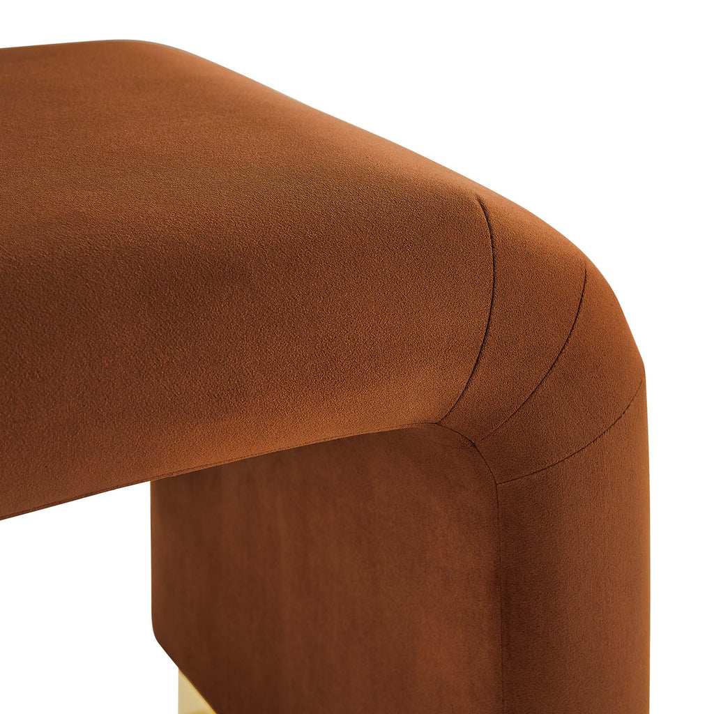 Koda Performance Velvet Waterfall Stool - Brass Rust