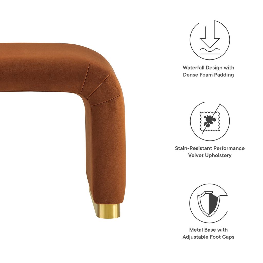 Koda Performance Velvet Waterfall Stool - Brass Rust