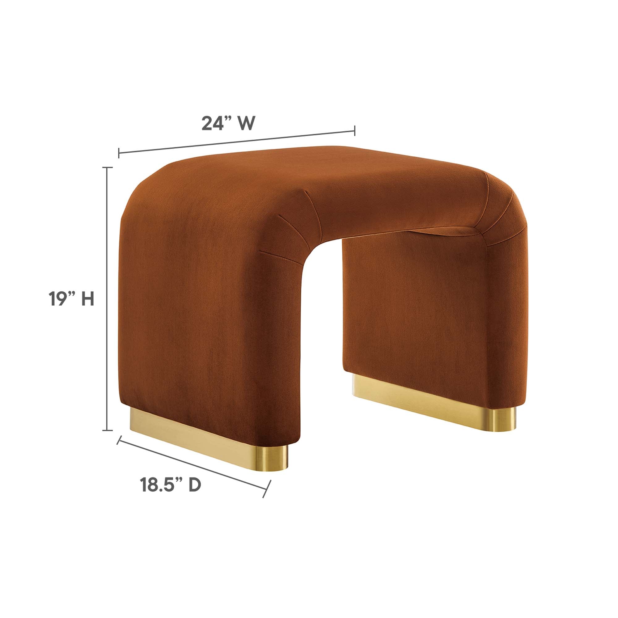 Koda Performance Velvet Waterfall Stool - Brass Rust