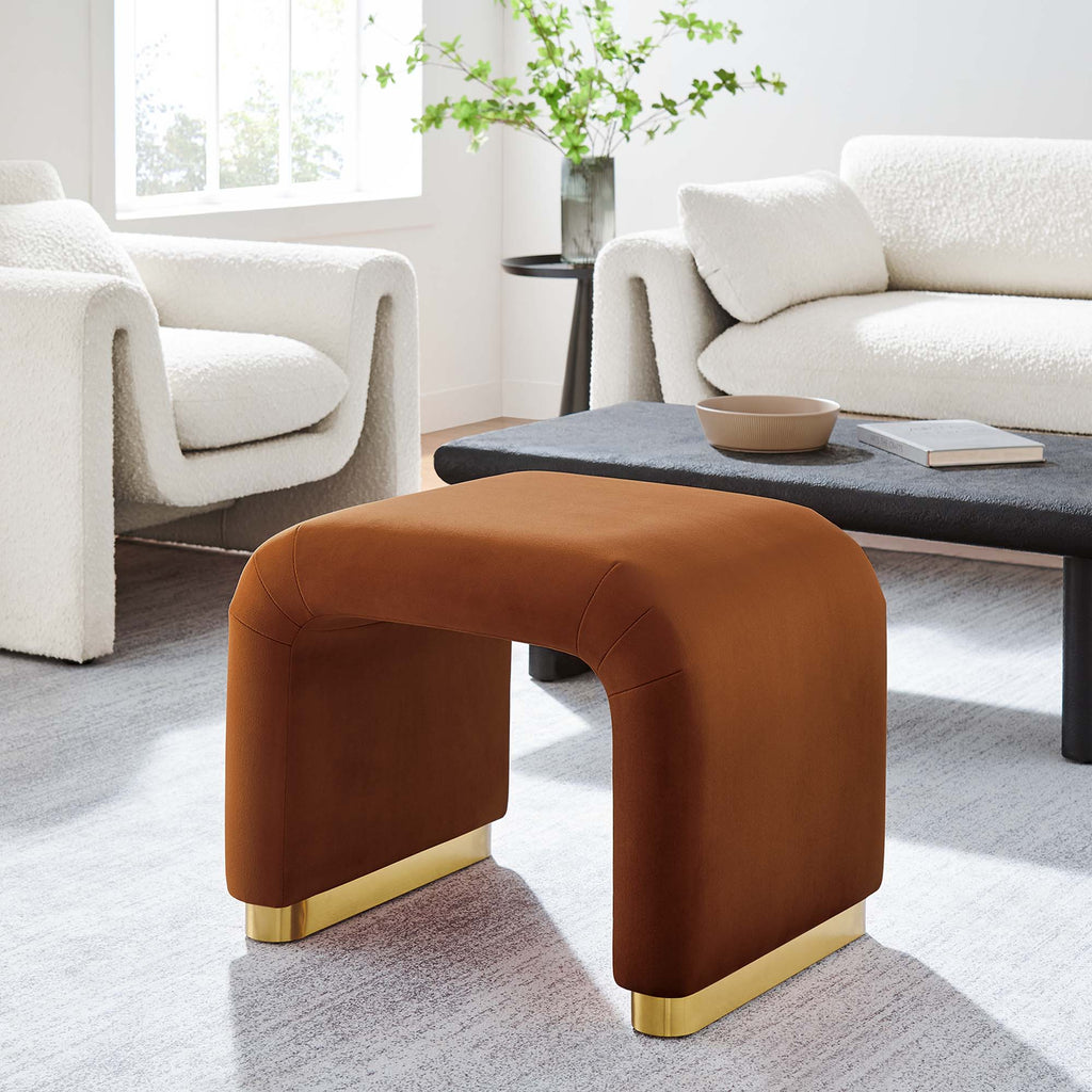 Koda Performance Velvet Waterfall Stool - Brass Rust